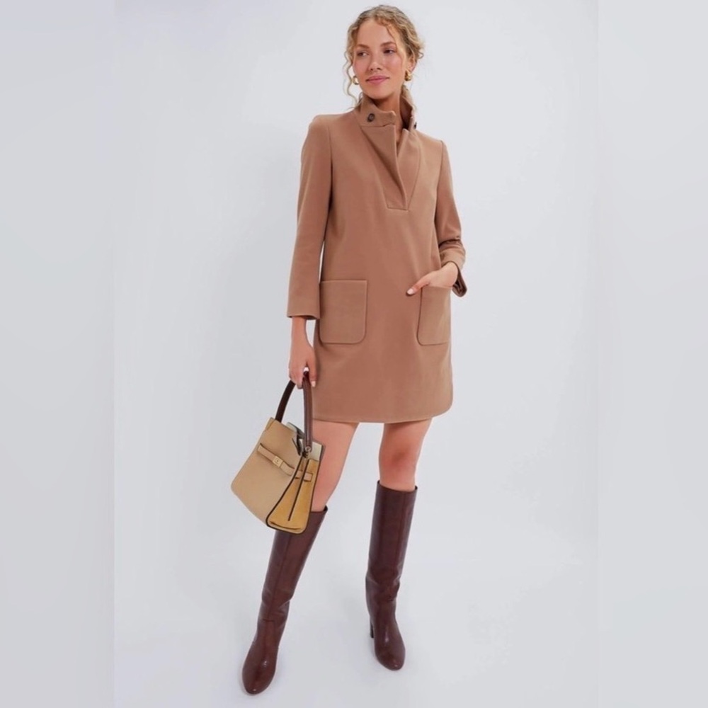 Tuckernuck Camel Long-Sleeve Shift Dress